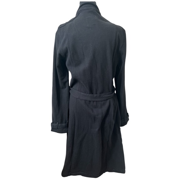 Chaser Black Long Trench Coat with Wide Lapels and Belt, zipper pockets NWT - Picture 4 of 11